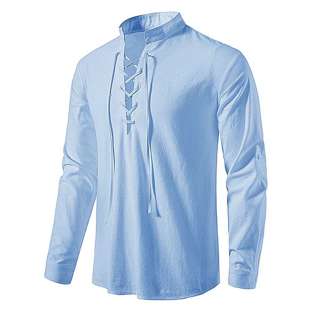 Chemises décontractées pour hommes Chemises en coton et lin pour hommes T-shirts à manches longues Chemises décontractées vintage Chemise de sport cool Hommes Tops