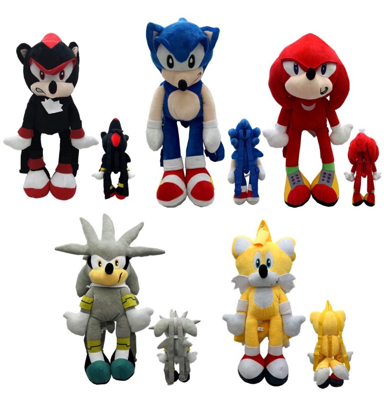 Partihandel anime 25-45 cm Sonic Hedgehog Plush Toy Children's Play Companion Söt ryggsäcksemester