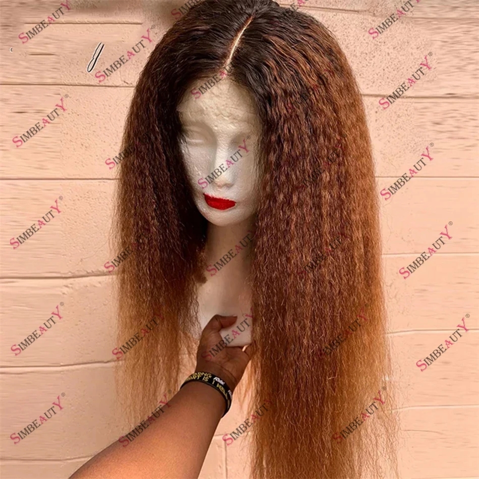 Peluca de cabello humano liso y rizado para mujeres negras, peluca con malla frontal sin pegamento, 13x6, parte profunda, raíz negra, color castaño rojizo