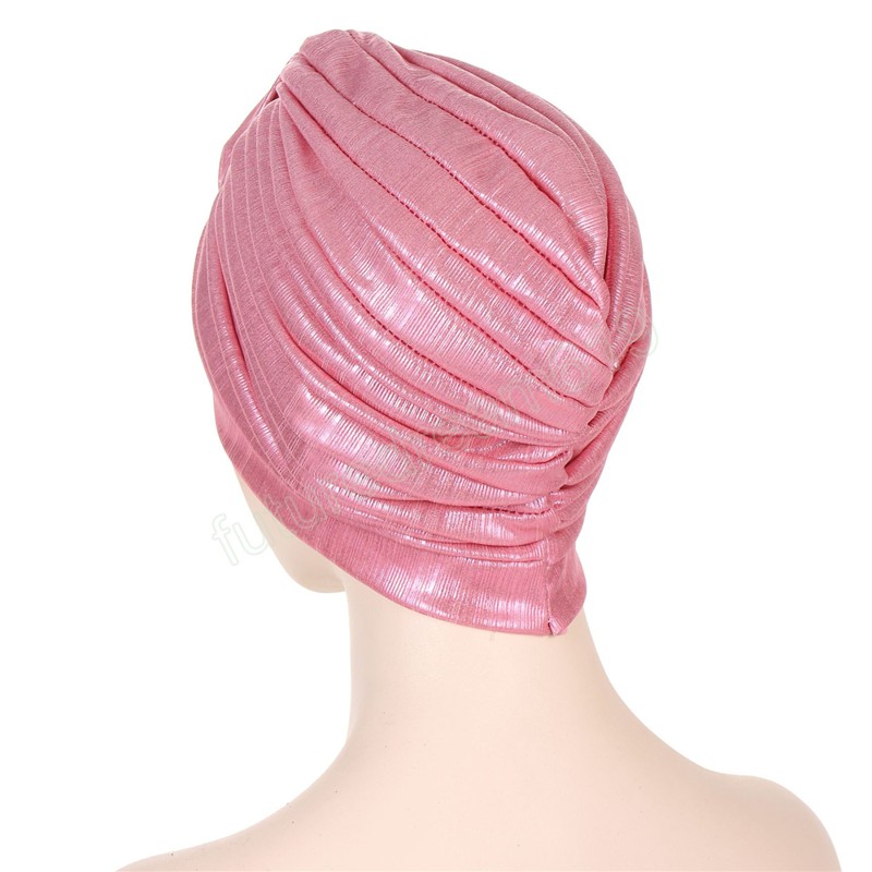 Glitter Women Tulband Chemo Cap geplooid Franse hoofdwraps Bonnet Moslim hijab Turbans Afrikaans India hoed Femme Headie