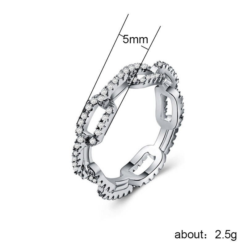 Eternity Chain Ring 925 스털링 실버 약혼 웨딩 밴드 링 여성 신부 다이아몬드 약속 파티 보석 선물