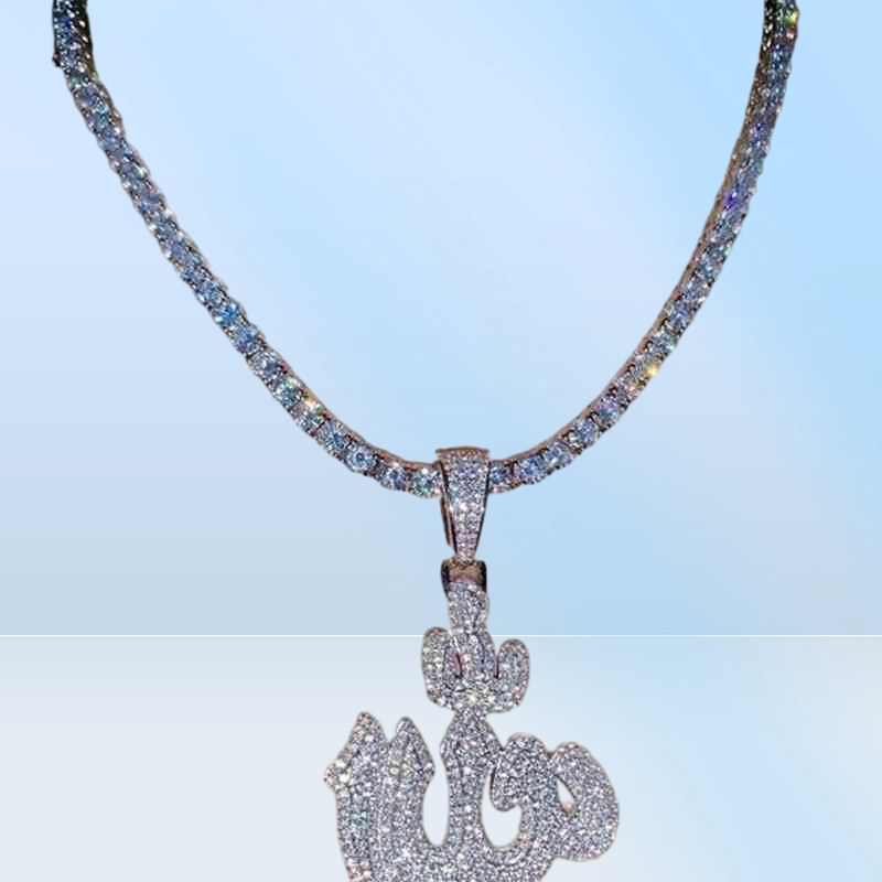 dout CZ Allah pendant necklace 5A cubic zirconia hip hop ice women 3002492