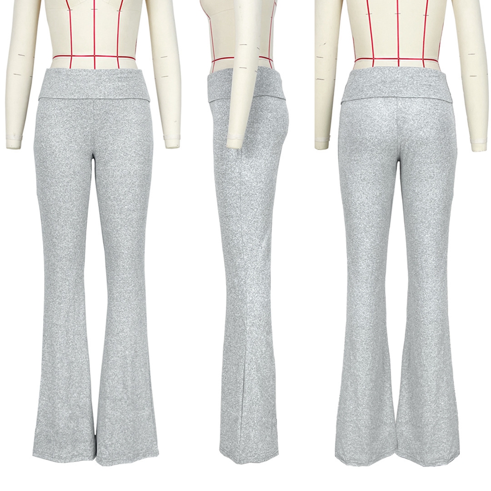 Calças femininas capris ajuste fino dobrar sobre cintura baixa alargamento leggings sino inferior casual lounge bootcut calças de yoga sweatpants