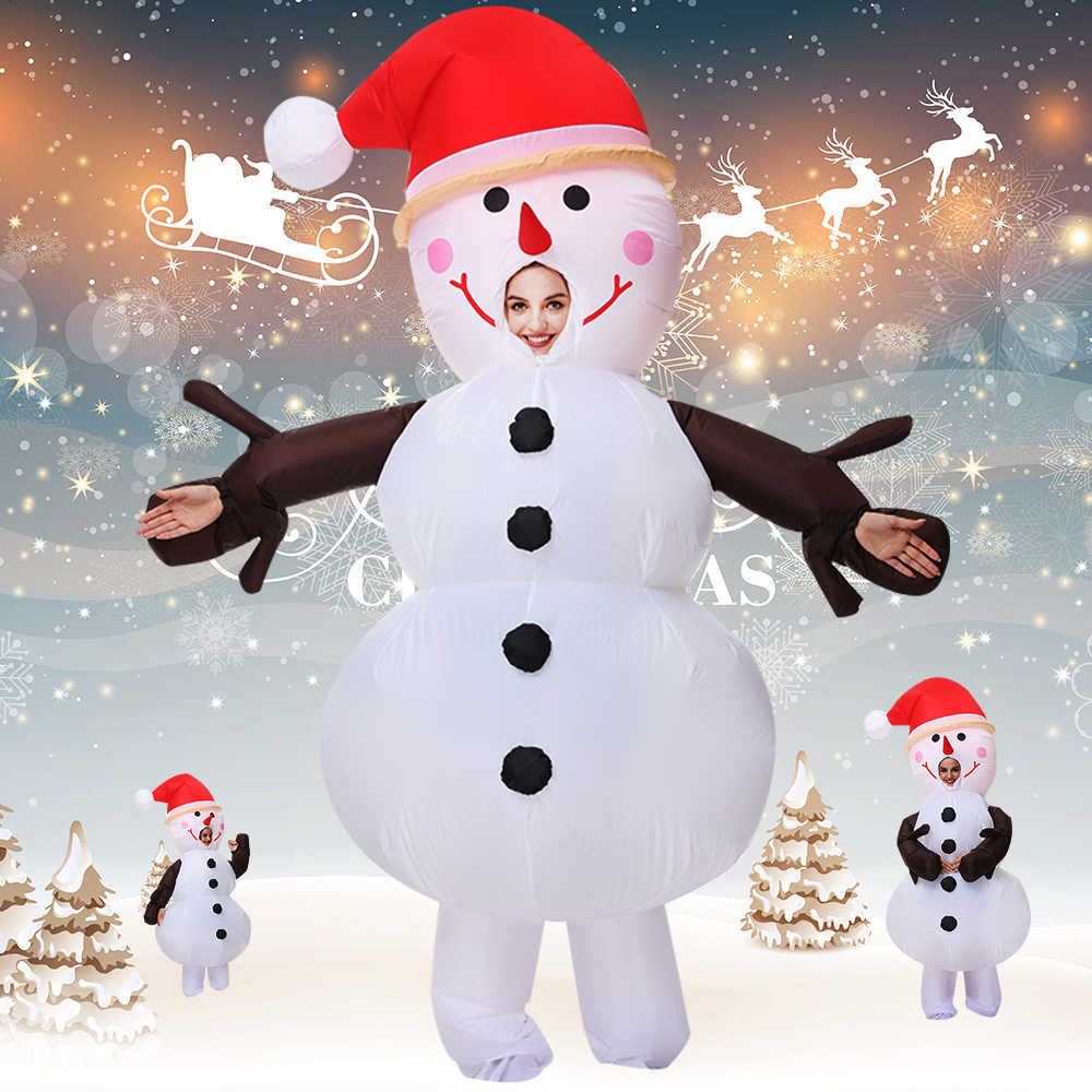 Albero di Natale Pupazzo di neve Costumi gonfiabili di Babbo Natale Cosplay Fancy Party Dress Halloween Prop Abito da gioco di ruolo uomo Donna