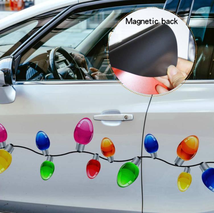 6 Pièces Décorations de Voiture de Noël Aimants de Réfrigérateur Réfléchissants de Noël Boule Lumineuse Autocollants Aimants de Baies de Gnome Autocollants de Voiture pour Fournitures de Fête de Vacances SN4504