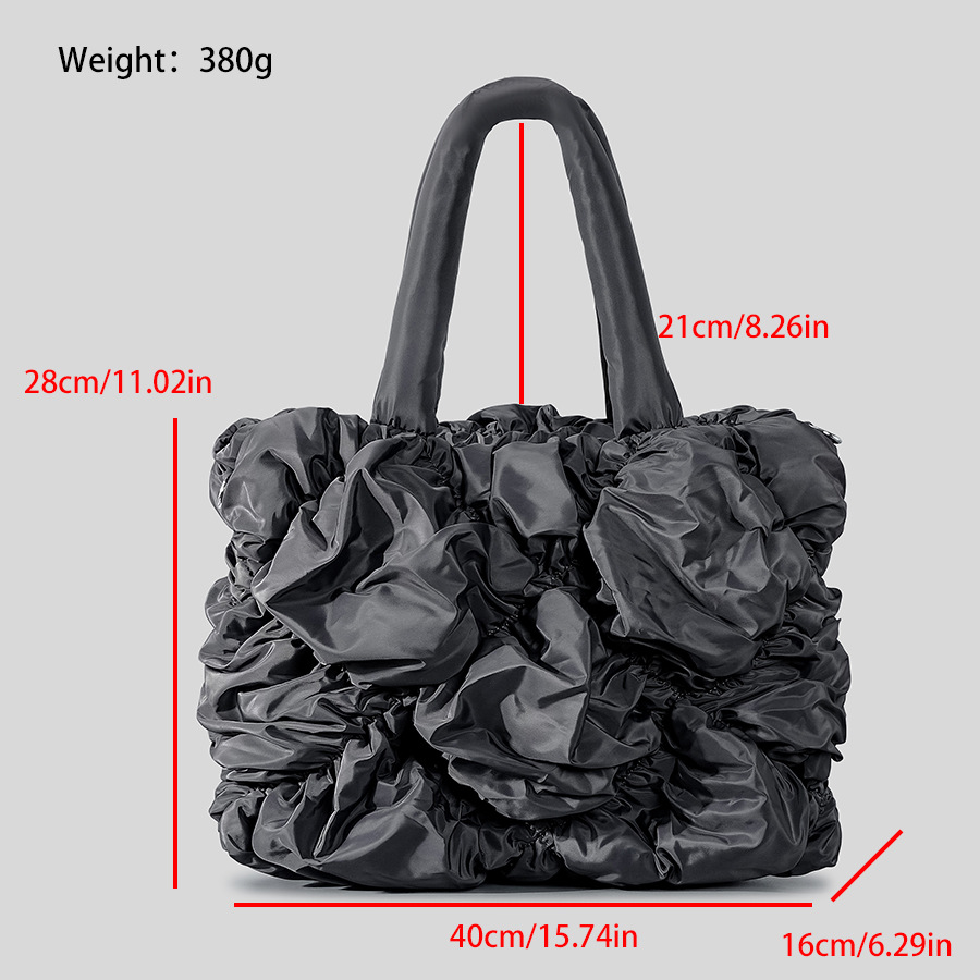 Модная мягкая большая сумка с рюшами, дизайнерская стеганая женская сумка 2023, новая нейлоновая пуховая хлопковая большая сумка на плечо, повседневная женская сумка-шоппер