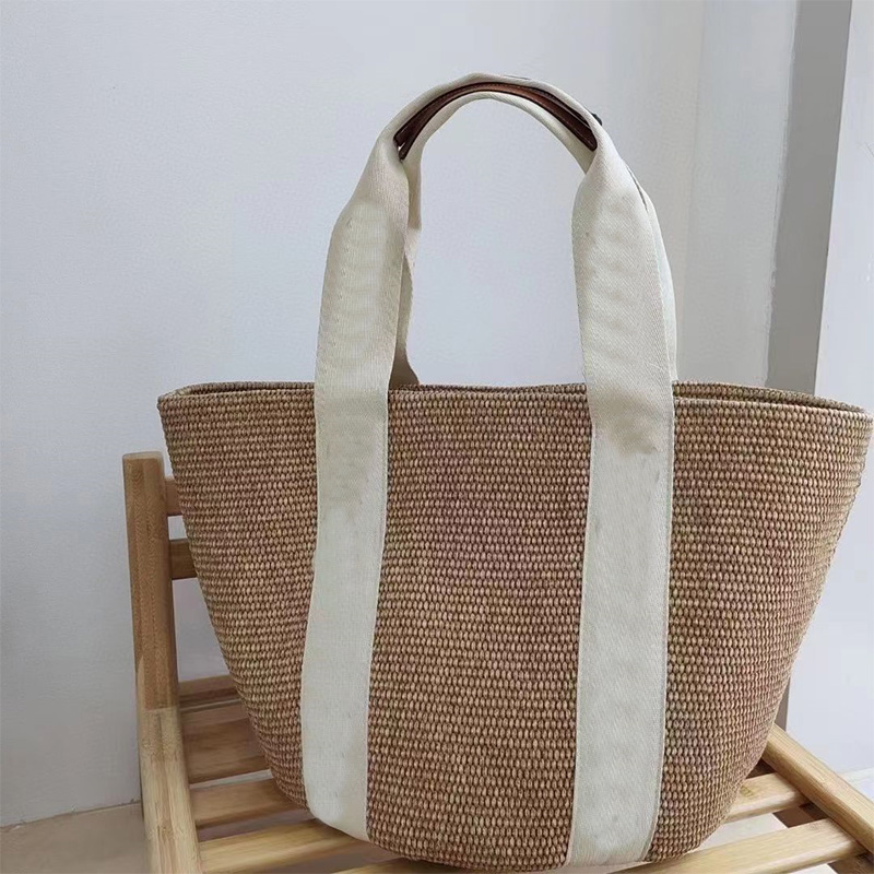 Sac de Shopping en lin pour femmes, grand sac de plage de luxe de styliste, sac à bandoulière incliné pour voyage