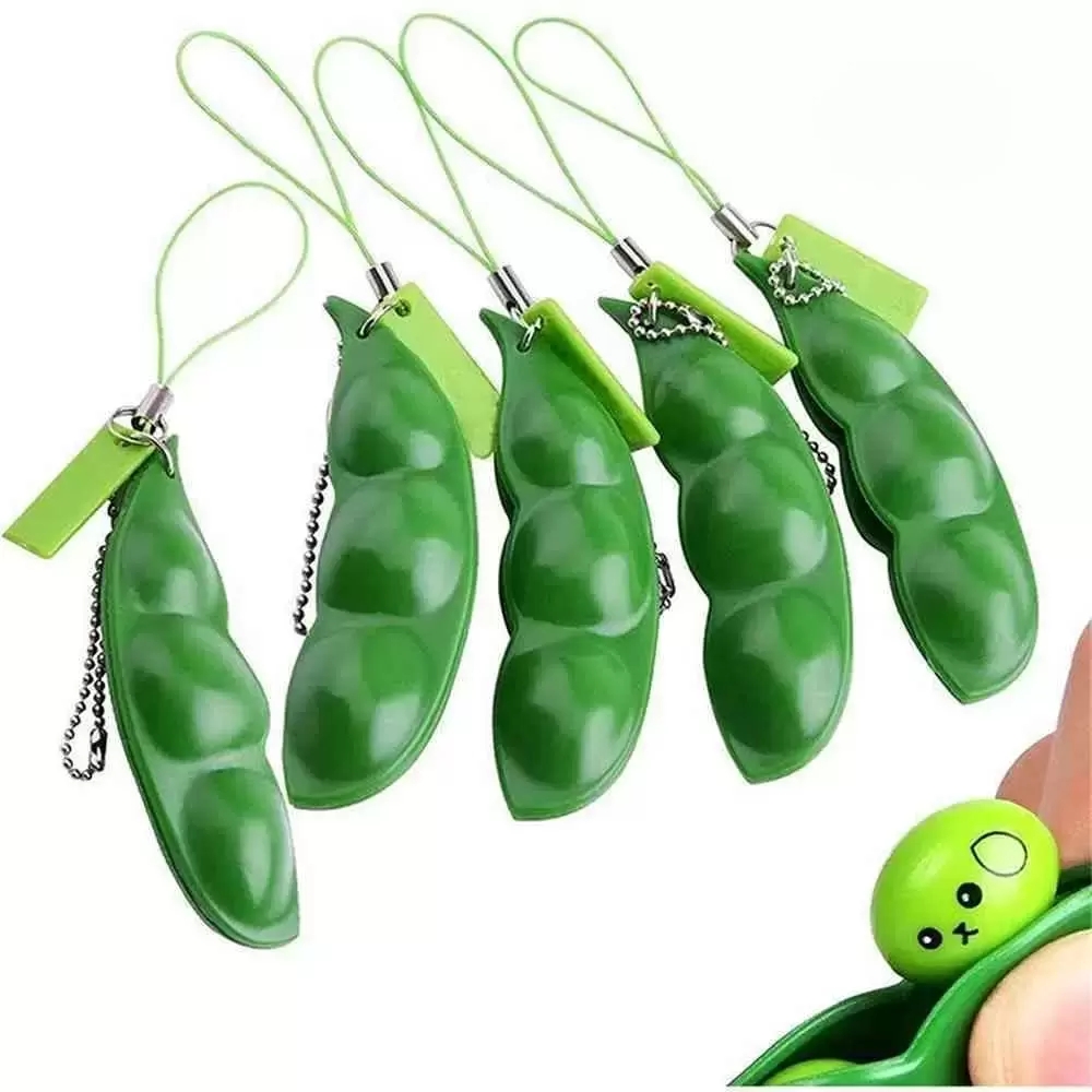 Fidget favors Sojabohnenspielzeug Erdnuss-Erbse Squeeze-a-Bean Schlüsselanhänger Fingerpuzzles Focus Extrusion Erbsenanhänger Stressabbau Kinder mit Autismus brauchen Dekompressionsgeschenk