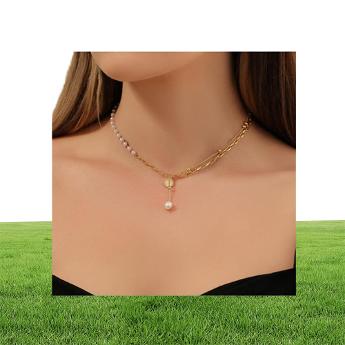 Pendant Necklaces Bohemian Fashion Imitation Pearl Beaded Necklace Personality Creative Whale Tail Jewelry Accessories Female3055534