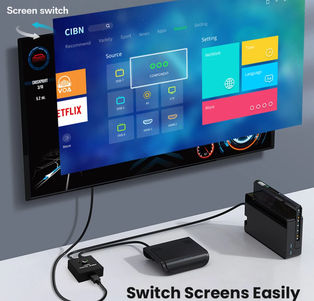 HDMI 스위치 2 방향 2.0 HDMI 스플리터 1x2/2x1 어댑터 2 in 1 out 1 in 2 TV Box 용 컨버터 HDMI 4K 스위처