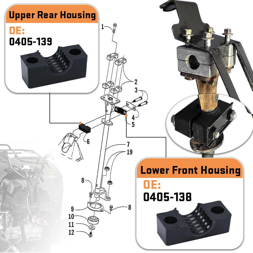 Kit blocco di montaggio alloggiamento superiore inferiore Fix Asta montante piantone sterzo Arctic CAT ATV 0405-138 0405-139 PQY-CAB25