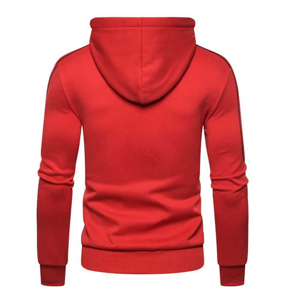 Herrtröjor tröjor män huvtröjor jackor smala passformade huva blixtjacka manlig solid caost förtjockas varma hoodies kappa mäns kläder toppar svart röd