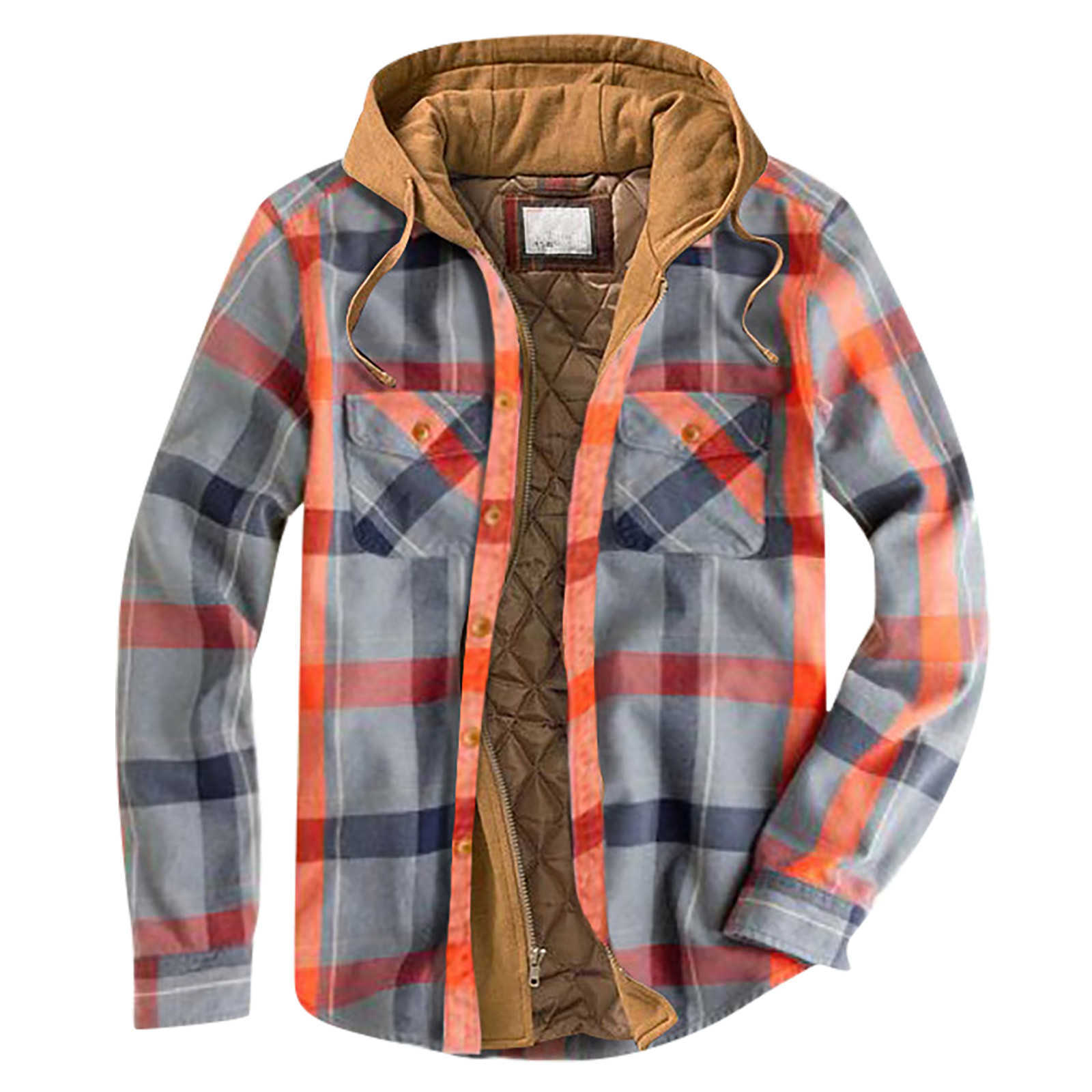 Camisa a cuadros con botones y forro acolchado para hombre, chaquetas con capucha y terciopelo para mantener el calor, chaquetas para hombre