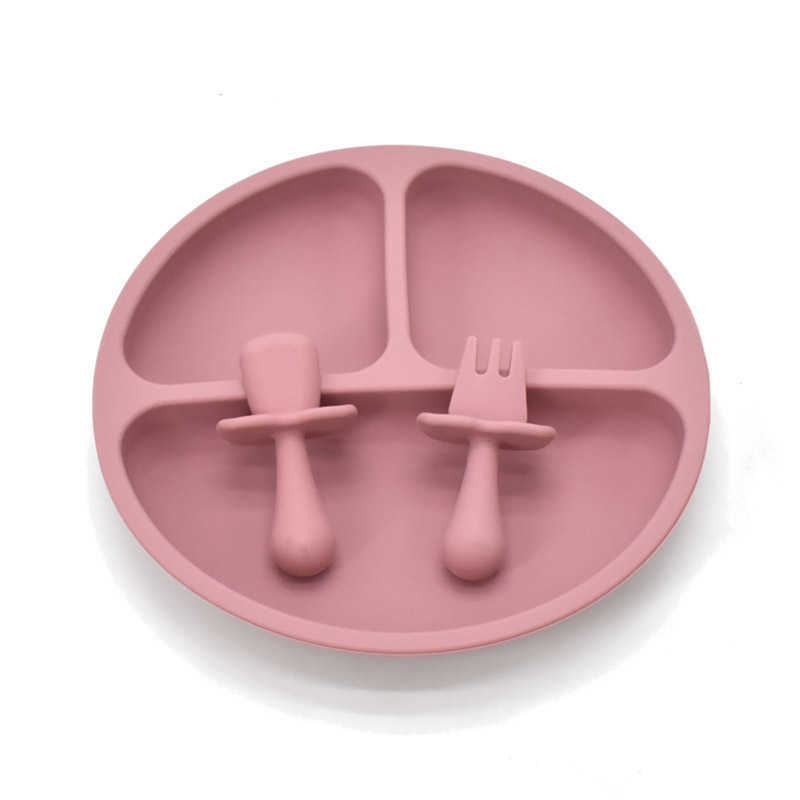 Filiżanki naczynia naczynia silikonowa łyżka dla niemowląt Zestaw karmienia dla niemowląt silikonowy bez poślizgu.