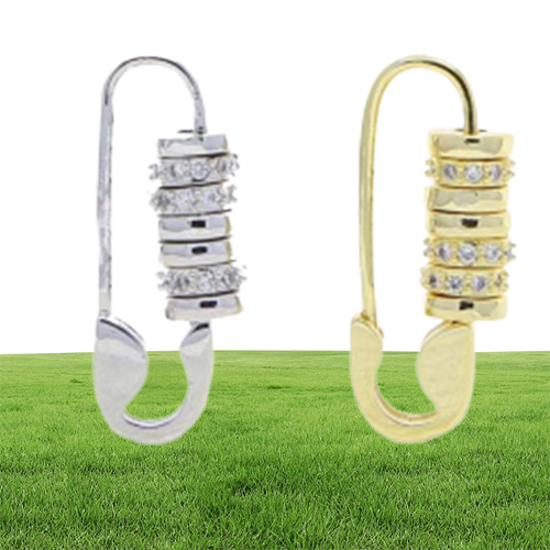 2021 neue Design Slider Bewegliche Runde Spacer Perlen Pflastern Weiß CZ Sicherheit Pin Ohrring Für Frauen Fashion6185158