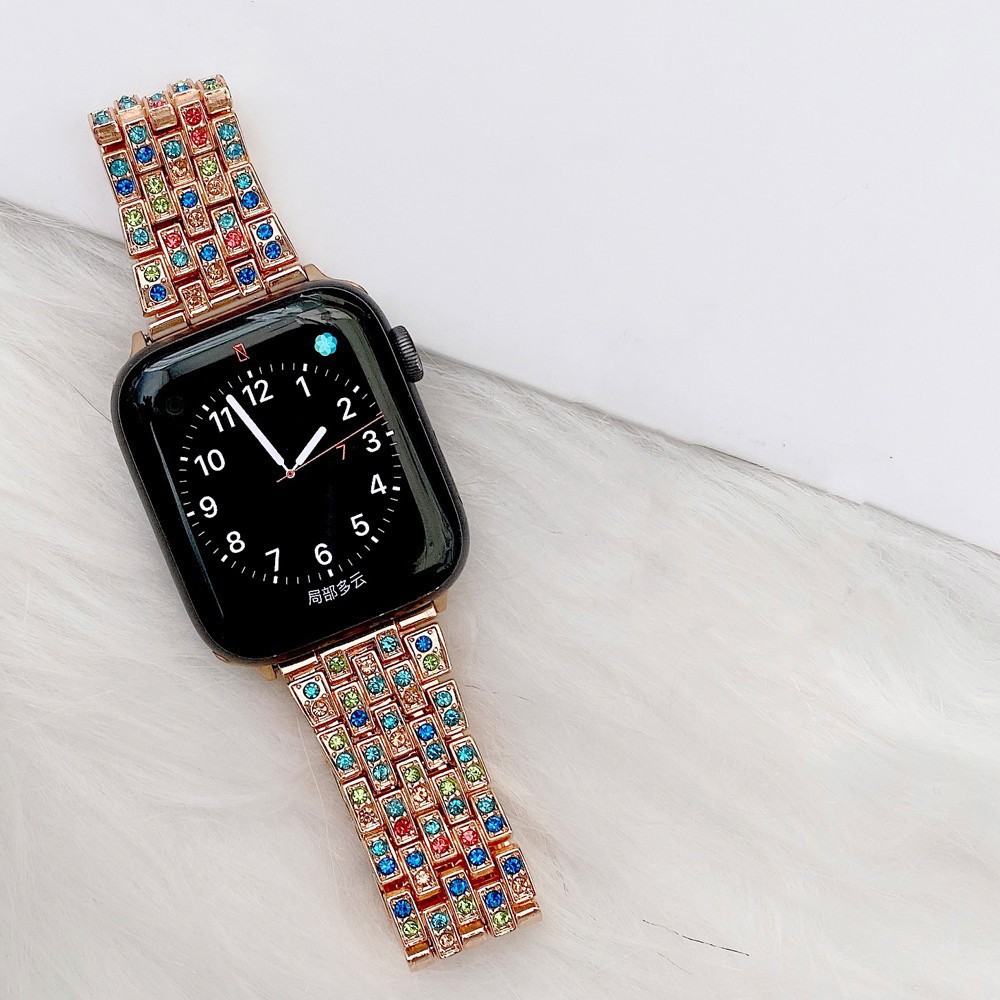 Cinturini intelligenti cinturino Apple Watch Ultra 49mm 45mm 41mm 40/44mm 42mm Custodia protettiva con cinturino in metallo glitterato iWatch Series 9 8 7 6 5 4 SE