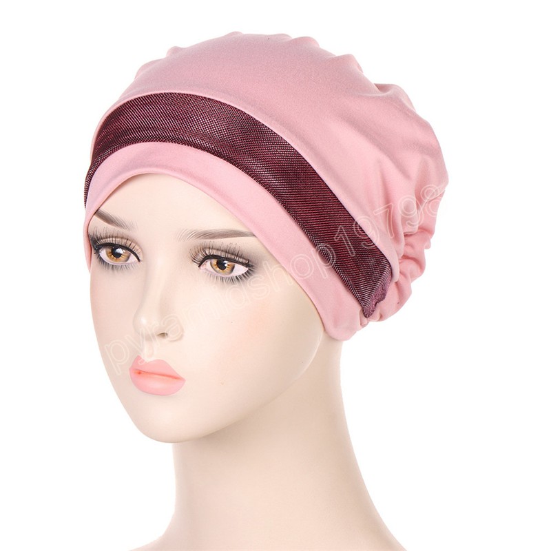 Scintillio Lucido Donne Musulmane Cofano Hijab Underscarf Tappo Interno Chemio Turbante Perdita di Capelli Cappello Islam Lady Copricapo Sciarpa Avvolgente Testa