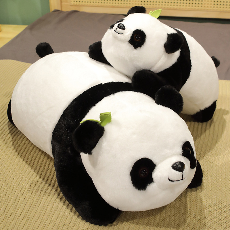 Panda tumbado de 50/70CM, juguetes de peluche Kawaii Bamboo Shoot, muñecos de oso Panda, almohada suave de peluche para niños, regalo de cumpleaños