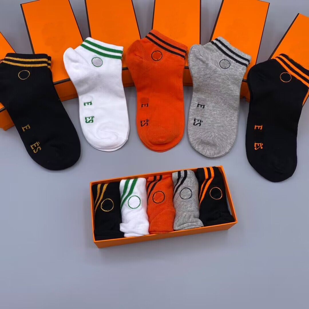 Med Box Men Sock Sports Socks Designer Sock Slippers Women Premium Cotton Classic Letter Breattable Orange Basketball Football Outdoor Gift