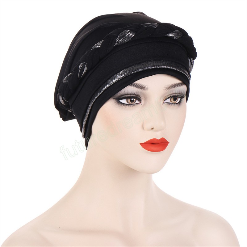 Femmes musulmanes indiennes Hijab tresse chimio casquette Cancer Turban Bonnet perte de cheveux chapeau intérieur tête enveloppement Islam bonnets foulard Femme Mujer