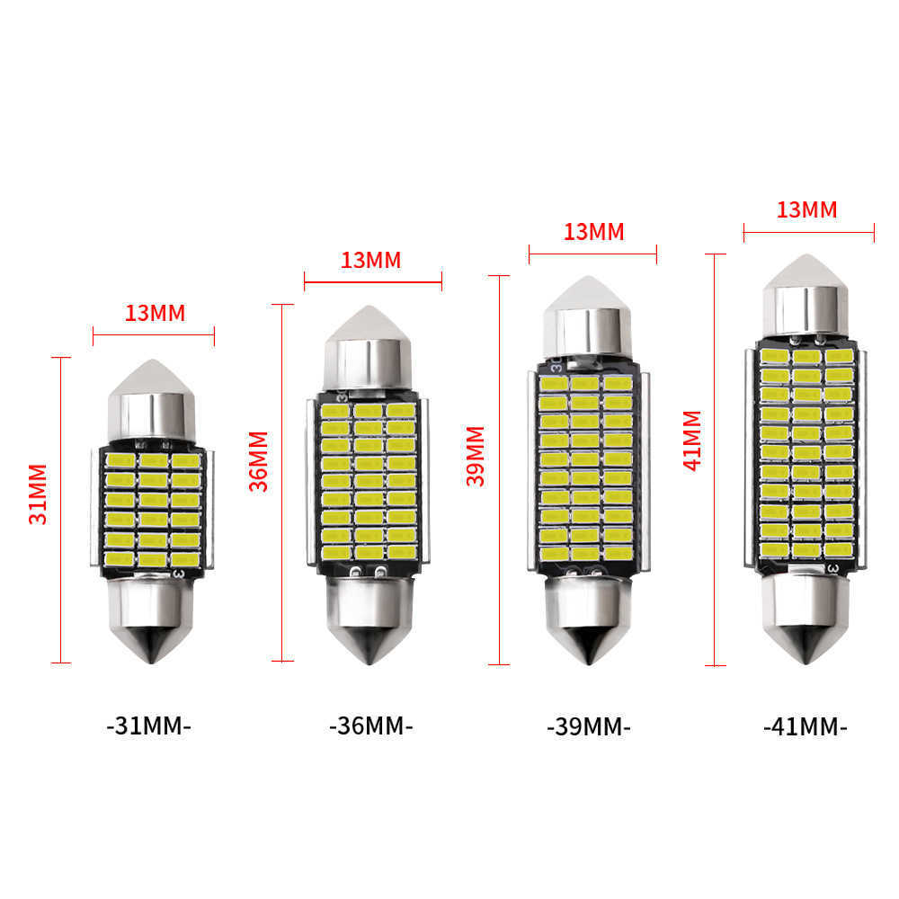 New Festoon 31mm 36mm 39mm 41mm Super Bright 3014 LED Bulb C5W C10W Car License Plate Light Auto Interior Reading Dome Lamp