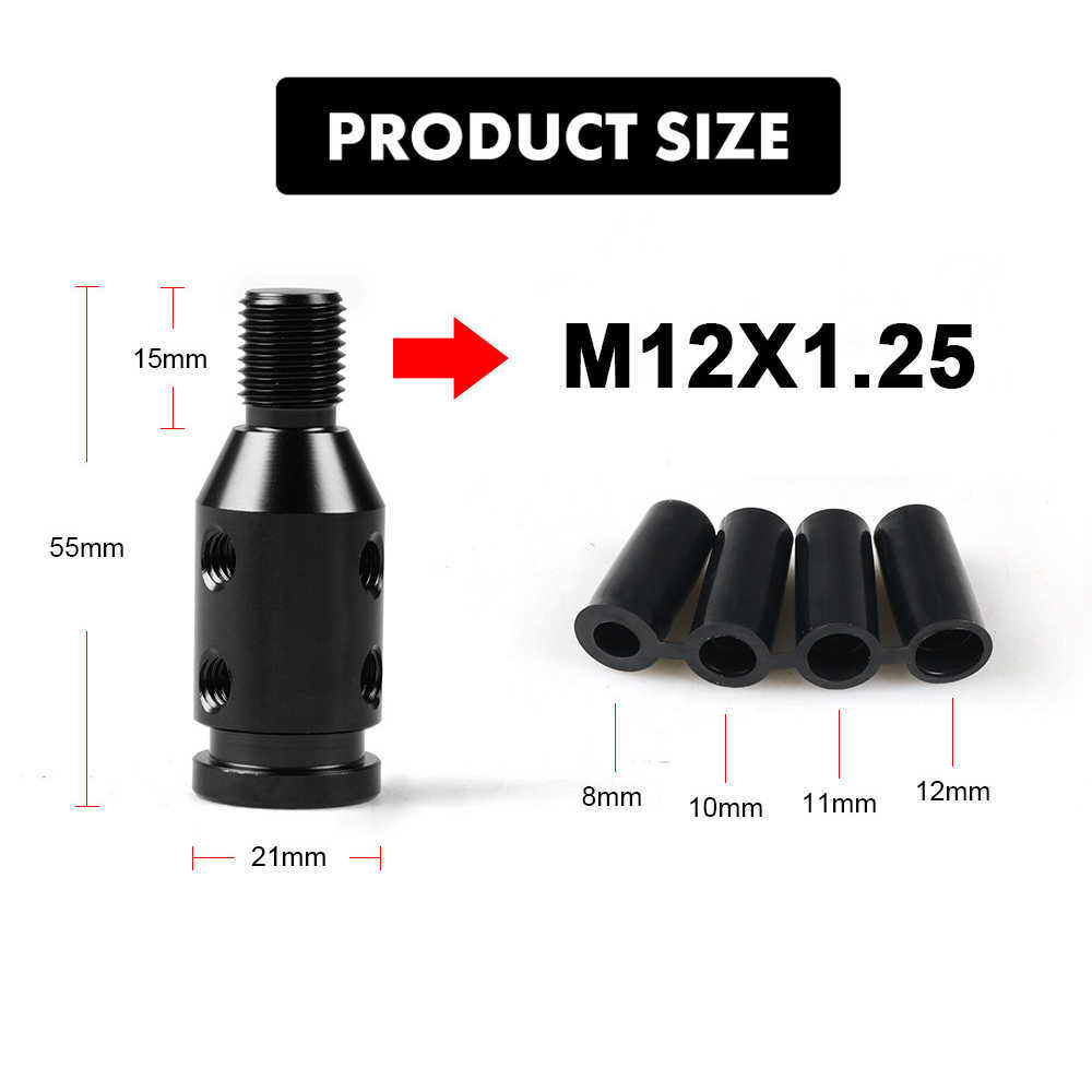 新しいM12x1.25スレッドカーマニュアルギアシフトノブアダプター非ねじシフター用アルミニウム合金PQY-SBA01アクセサリー