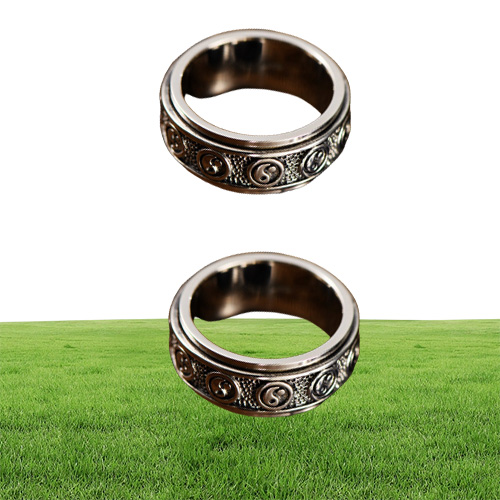 Кольцо из стерлингового серебра 925 пробы в стиле ретро, тайское серебро, даосский тай-чи, восемь триграмм, можно повернуть передающее кольцо man8070714