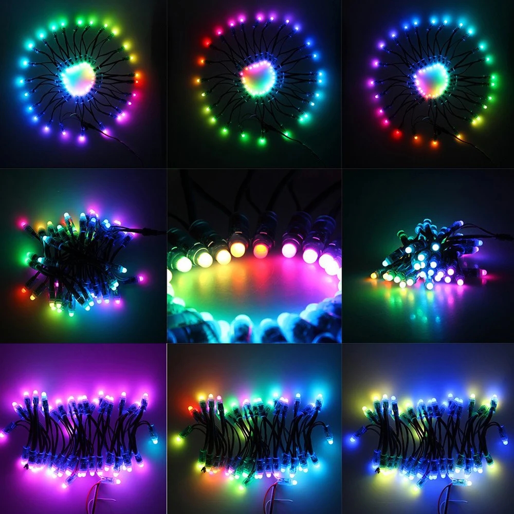 12 مم 12 فولت مصابيح البكسل ضوء كامل اللون RGB LED MODULE MODULE MODULE مع IC WS2811 للإعلان