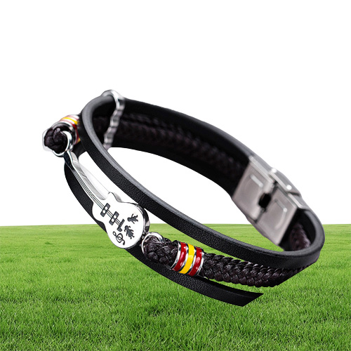 Bracelets en cuir mini guitare en acier inoxydable pour hommes Punk personnalisé en cuir véritable corde bracelet musique charme bijoux de mode Gi9575807