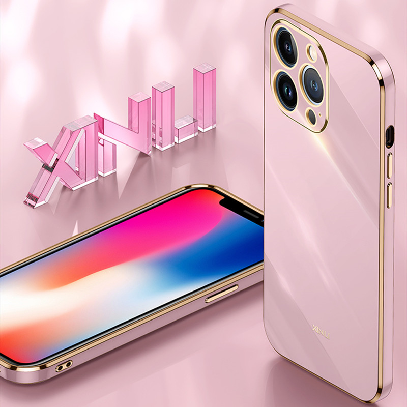 Coque arrière brillante et lisse pour iPhone, compatible modèles 15, 14, 13, 12, 11 Pro Max, Mini XS, XR, 7, 8 Plus, souple, antichoc, placage mince, luxe