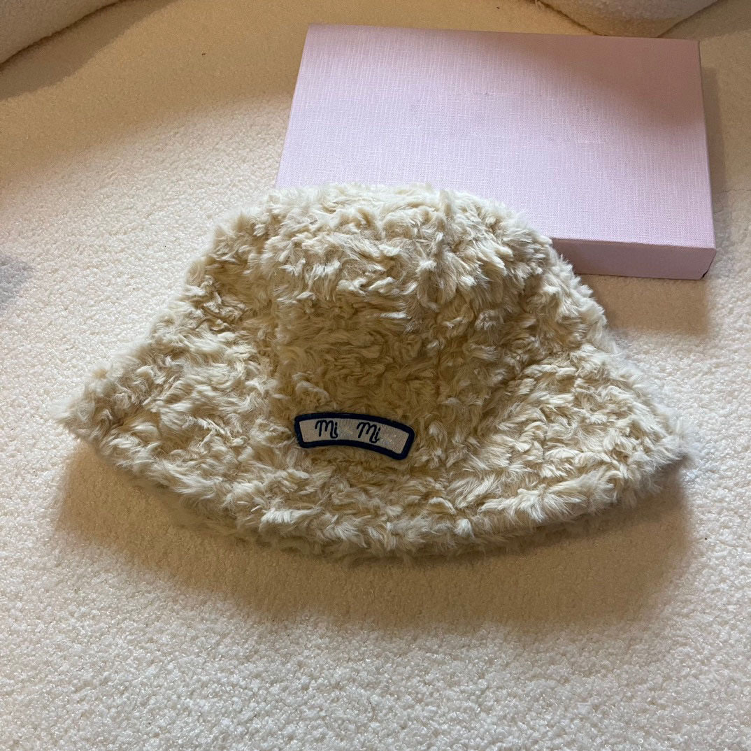 Women`s Autumn and Winter Designer Bucket Hat warm rabbit hair fisherman hats letter embroidery print solid color hat