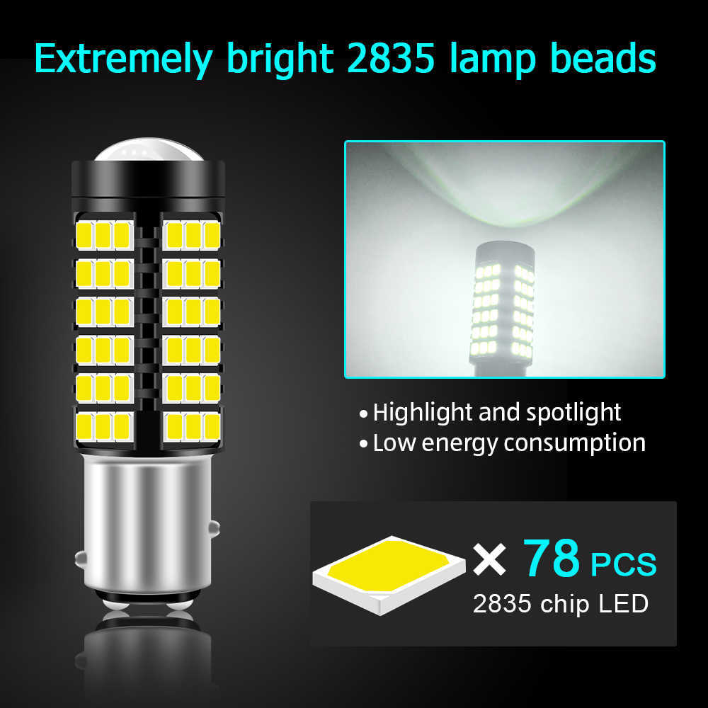 New 1x 1156 P21W LED BA15S PY21W BAU15S Bulb 12V 2835 78SMD 7443 7440 W21W 3157 1157 BAY15D P21/5W LED for Reverse Turn Signal Light