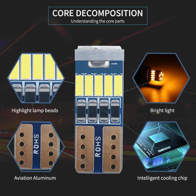 新しいLED W5W T10 CAR LED信号ランプ501 194電球4014SMDクリアランスライトリーディングライトインテリアライト6000K 12Vホワイト