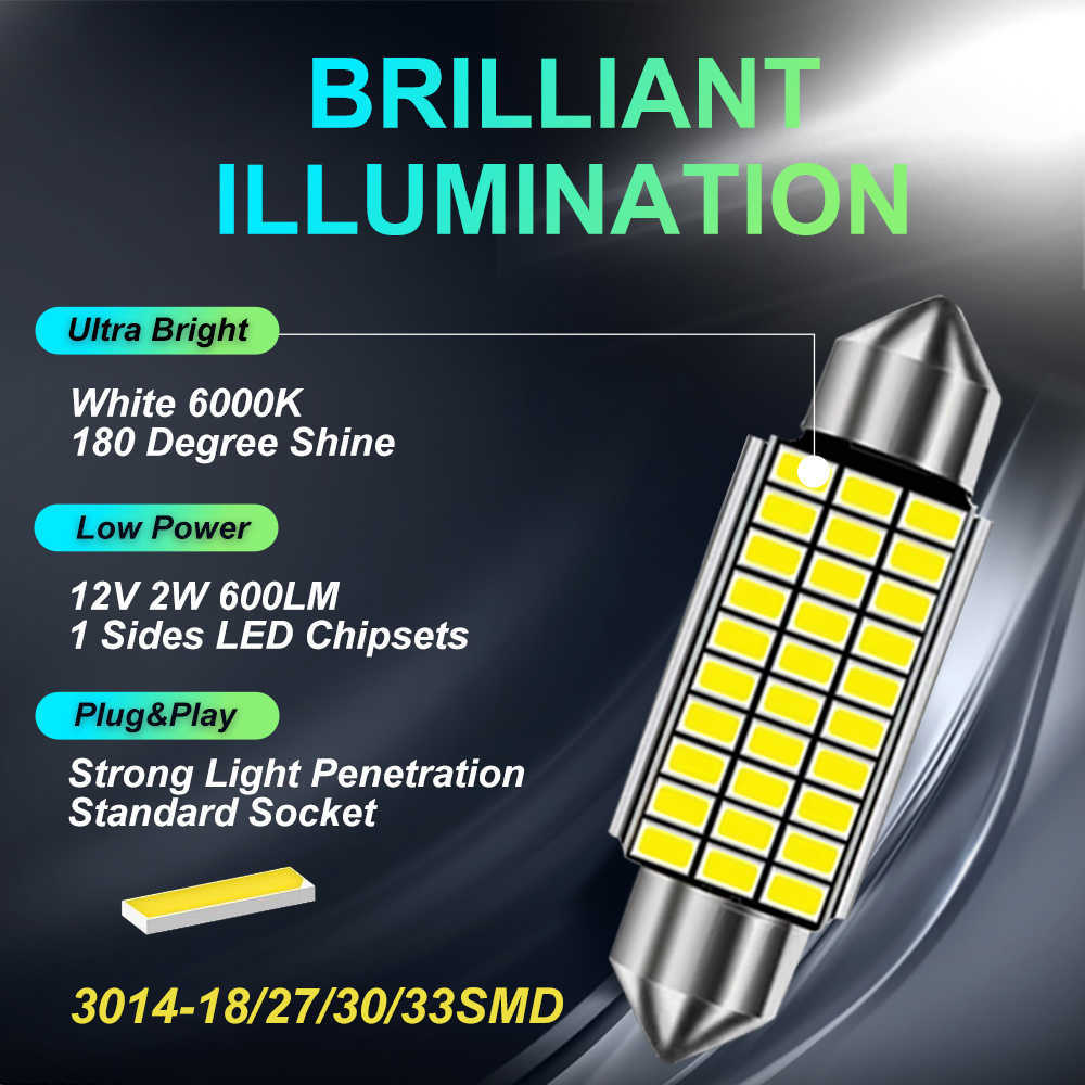 New Festoon 31mm 36mm 39mm 41mm Super Bright 3014 LED Bulb C5W C10W Car License Plate Light Auto Interior Reading Dome Lamp