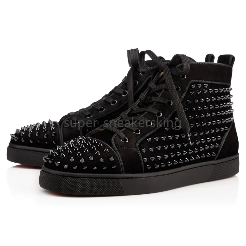 Com caixa Red Bottoms Vestido Sapatos Mens Mulheres Mocassins Moda Sapatilhas Designer Red Bottoms Sapatos Preto Branco Couro Splike Vintage Spikes Treinadores Tamanho 35-47