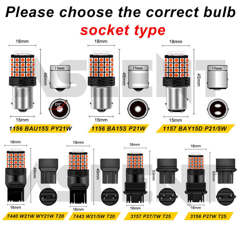 NIEUW 7440 W21W WY21W T20 7443 W21/5W 3157 P27/7W T25 BA15S P21W CANBUS LED BILB PY21W BAY15D P21/5W TAILLILTEN Turn Lamp