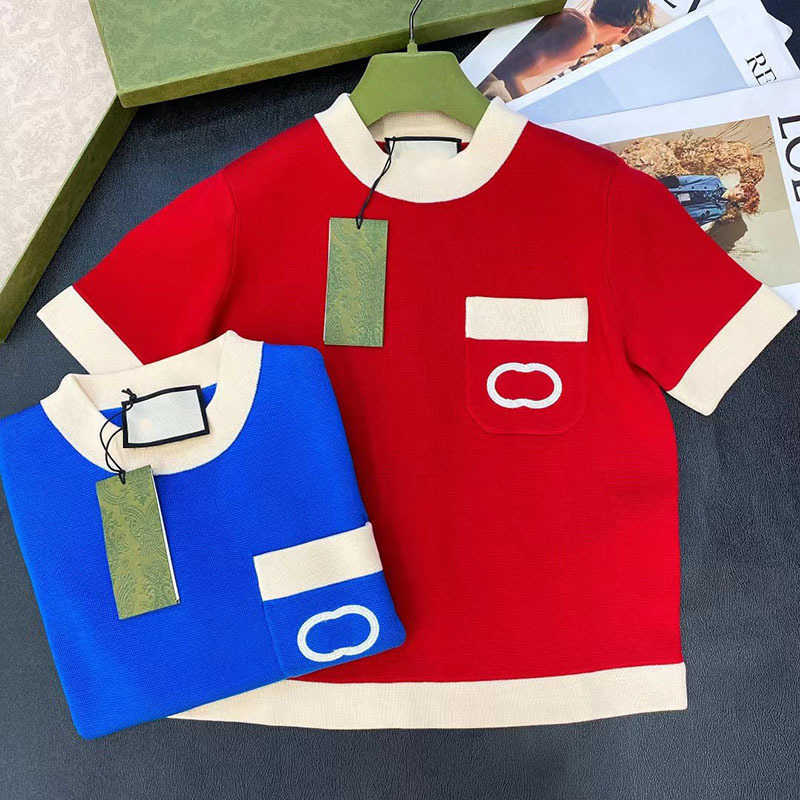Designer T-Shirt Shirt Summer stéréoscopique Low Round Coun Contrast Pocket Jacquard LETTER LETTRE