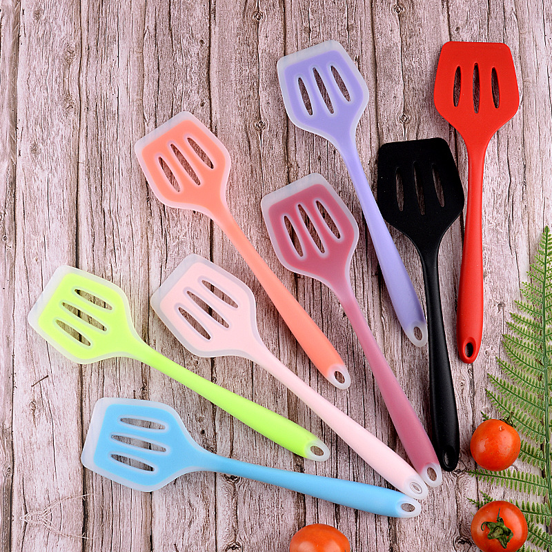 Silicone turners gadgets ferramentas de cozinha ovo peixe frigideira colher pá frita espátula sílica gel espátulas utensílios de cozinha q739