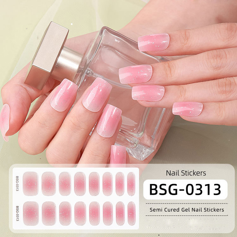 Full Wrap Nail Art Stickers Decal, Starry Sky Semi Cured gel nagellackklistermärke för kvinnor