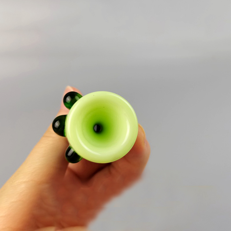 Su boruları için 14mm 19mm yeşil kaseler ile bitki tutucu cam kase downstem cam bong yağı dab dabber teçhizatlar tütün puro içme aksesuarları