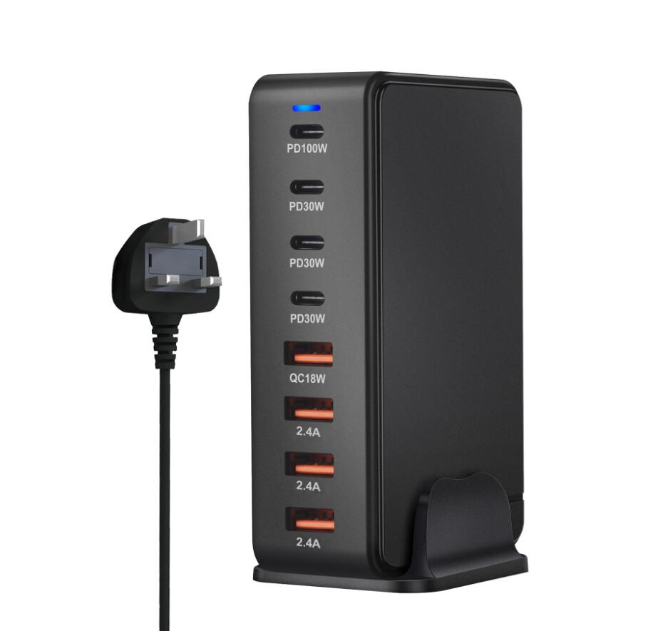 Caricatore GaN da 268 W 240 W USB C A Stazione di ricarica QC3.0 più dispositivi Caricatore universale telefono da tavolo viaggi Nero bianco