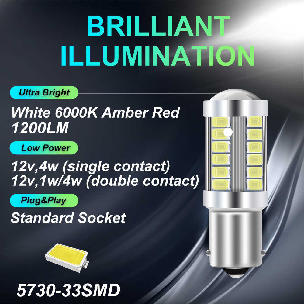 Yeni 2x W21W WY21W T20 3157 7440 7443 W21/5W BA15S P21W P21/5W BAU15S PY21W 3156 5730 33SM LED Fren Ters Sinyal Işığı