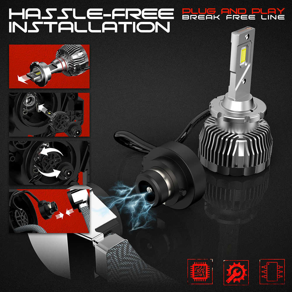 New D3S D1S LED Headlights HID D2S D4S D5S D8S D1R D2R D3R Turbo LED 35000LM CSP Chip 6000K White Brighter 90W Canbus Plug Play