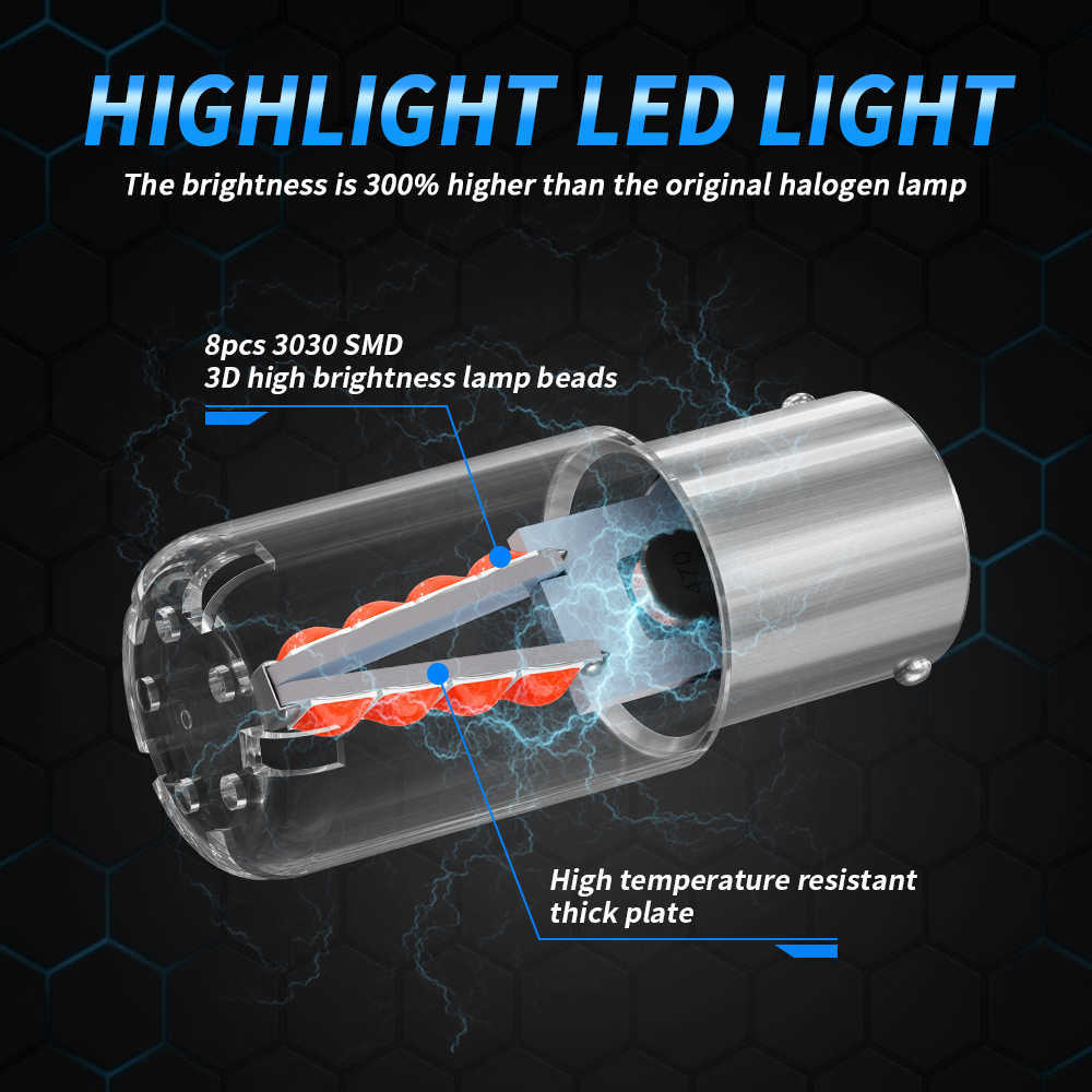 NOWOŚĆ 1156 BA15S P21W S25 7506 1157 P21/5W BAY15D 7528 żarówki LED Super jasne 500LM Wymień do odwracania samochodu Light White Burmber