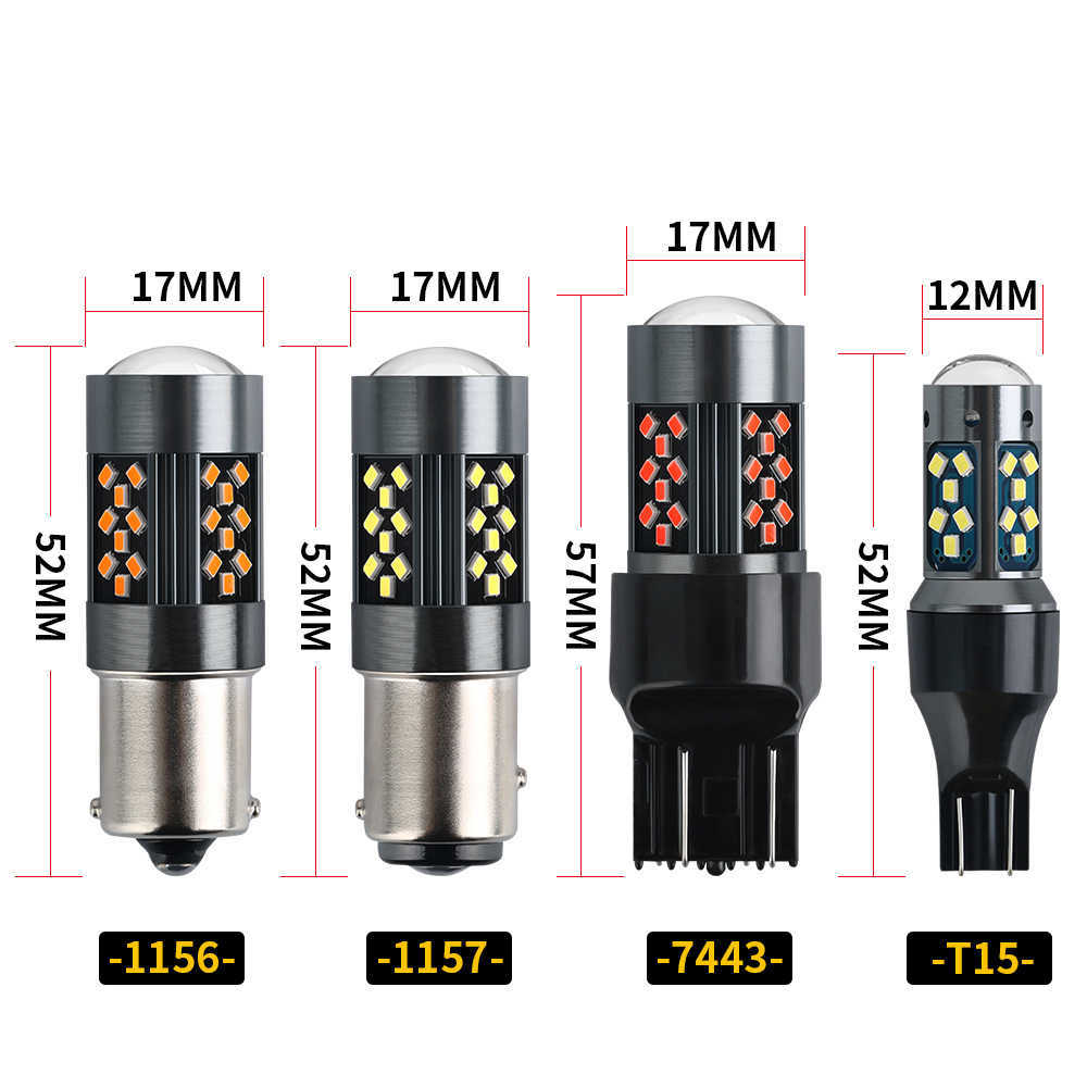 New 1156 S25 BA15S P21W LED 1157 7443 W21/5W T20 LED White 2016 42SMD 2100LM Car Turn Signal Reverse Brake Light Bulb Lens