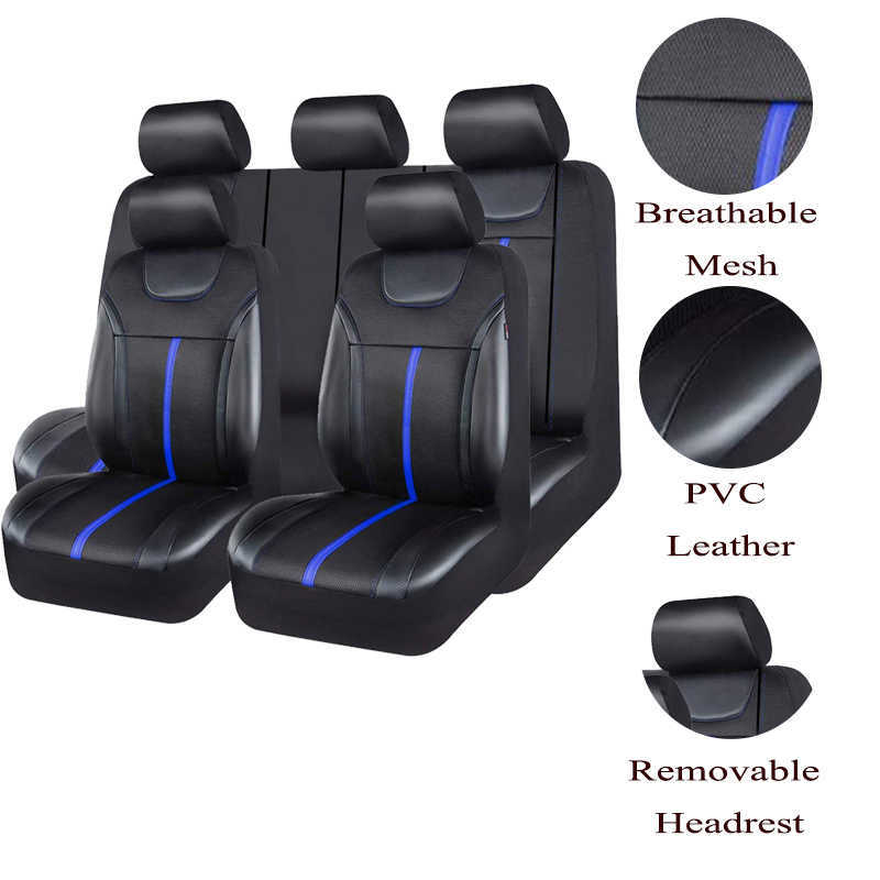 2023 Upgrade PU Leather en Mesh Cloth Universal Car Seat Cover Set Accessoires Unisex Fit Most Car SUV Van Truck Cushion