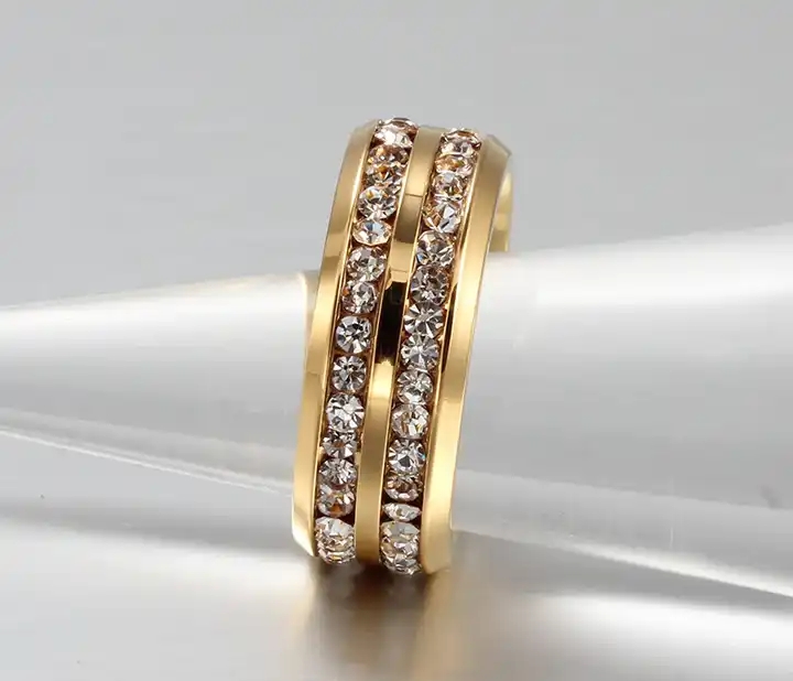 Vergoldung Hochzeitspaar Ringe für Männer Frauen CZ Diamant Ring 316L Edelstahl Engagement Schmuck Großhandel