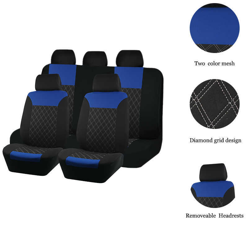 2023 Capas de assento de carro de poliéster Tamanho Universal Sporty Design Cushion Fit para a maioria dos acessórios de van de caminhão SUV interior