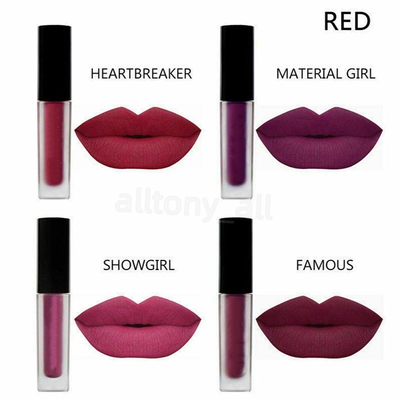 Lipgloss Vloeibare Lipstick Kit De Rode Naakt Bruin Roze Editie Mini Vloeibare Matte Lipstick 4 stks