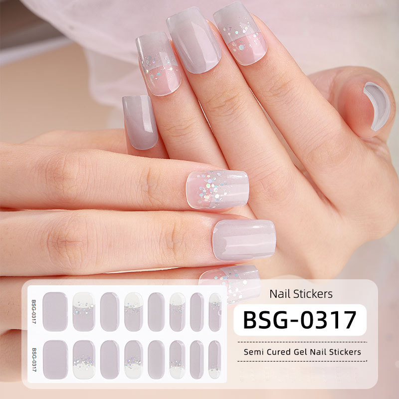 Full Wrap Nail Art Stickers Decal, Starry Sky Semi Cured gel nagellackklistermärke för kvinnor